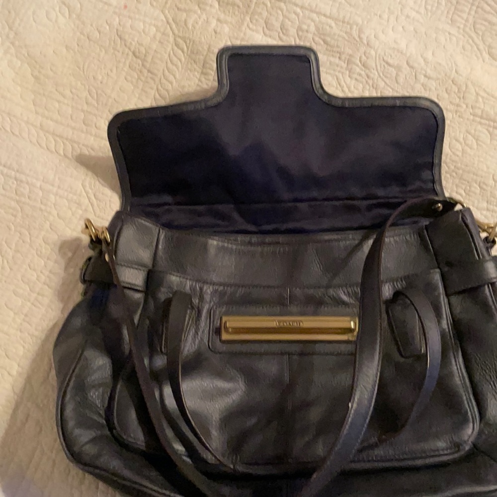 Vintage Coach dark navy purplish blue satchel